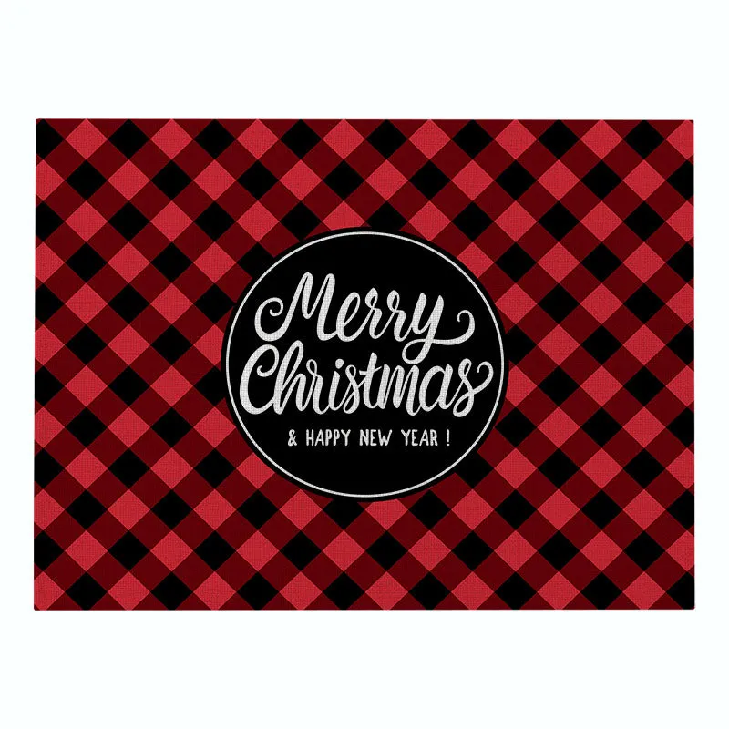 Cotton Plaid Christmas Placemats For Dining Table