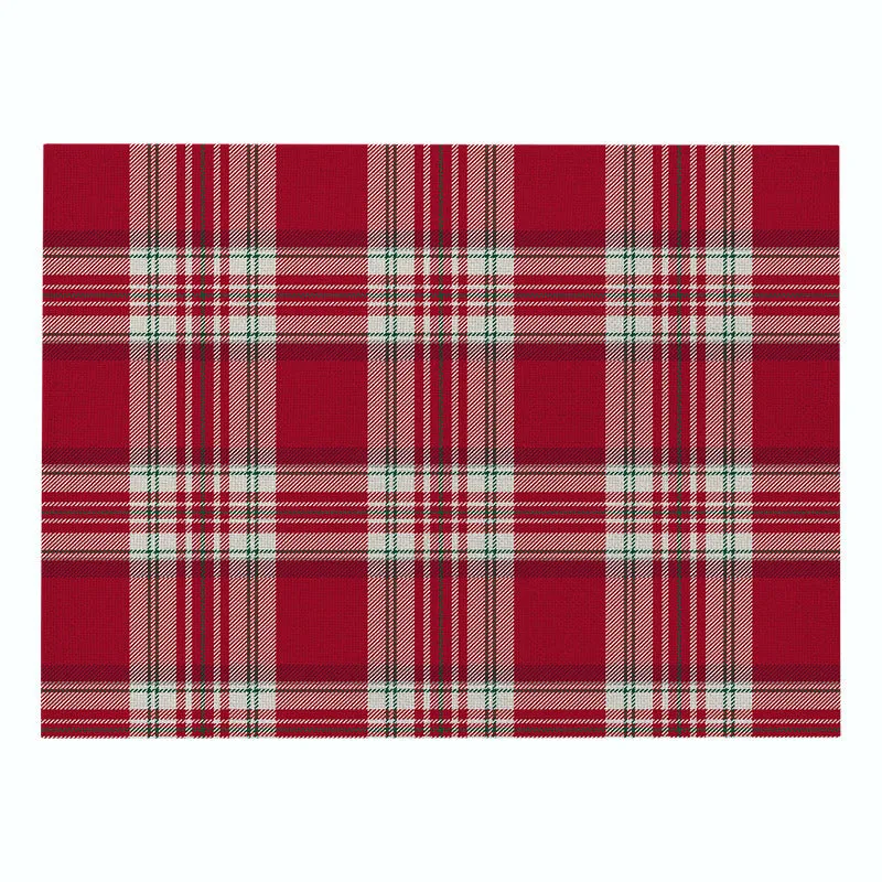 Cotton Plaid Christmas Placemats For Dining Table