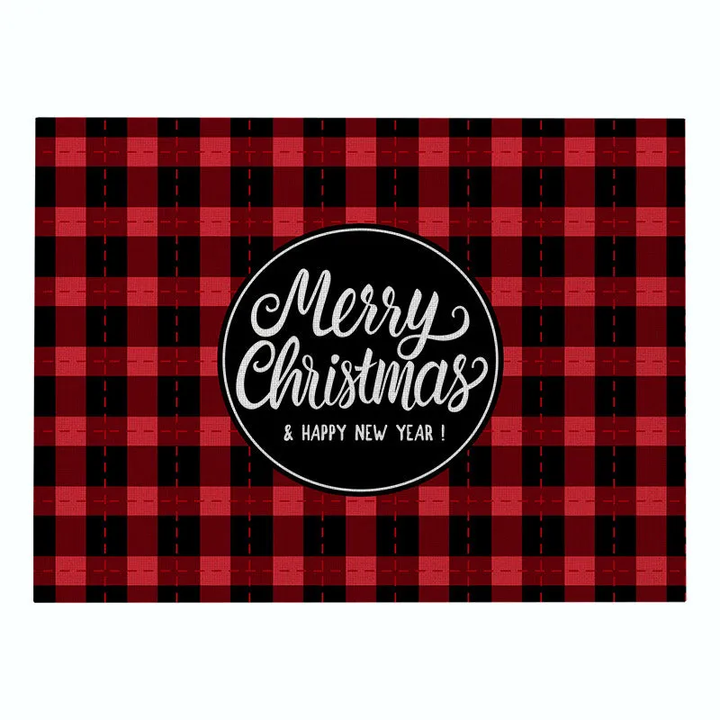 Cotton Plaid Christmas Placemats For Dining Table