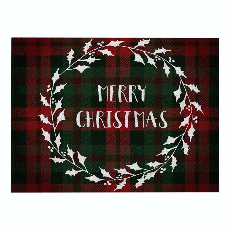 Cotton Plaid Christmas Placemats For Dining Table