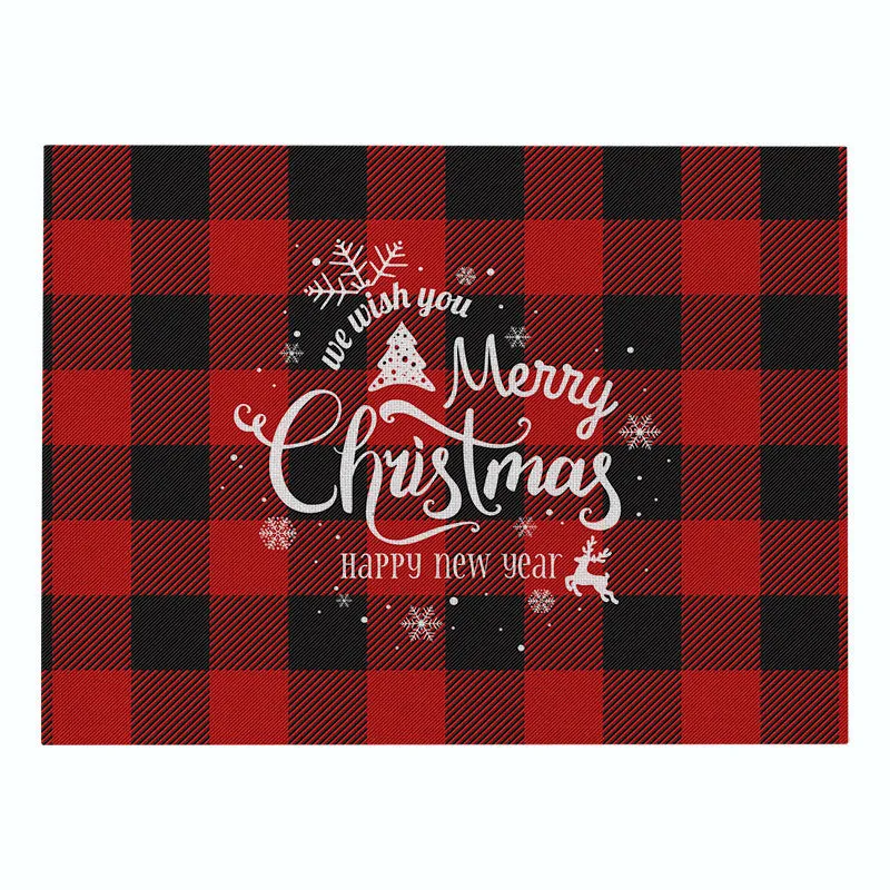 Cotton Plaid Christmas Placemats For Dining Table