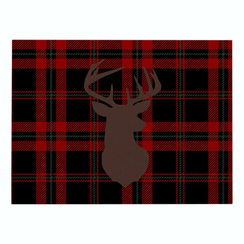 Cotton Plaid Christmas Placemats For Dining Table