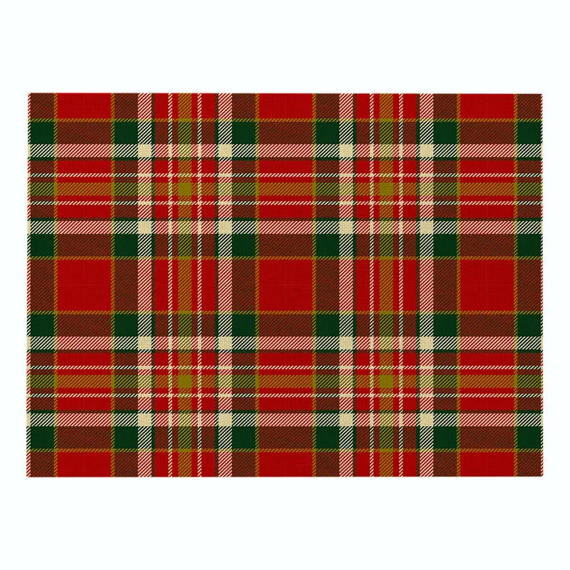 Cotton Plaid Christmas Placemats For Dining Table