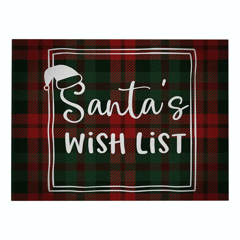 Cotton Plaid Christmas Placemats For Dining Table