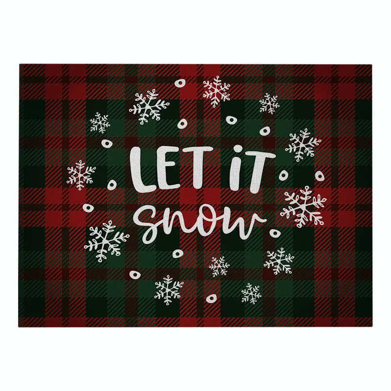 Cotton Plaid Christmas Placemats For Dining Table