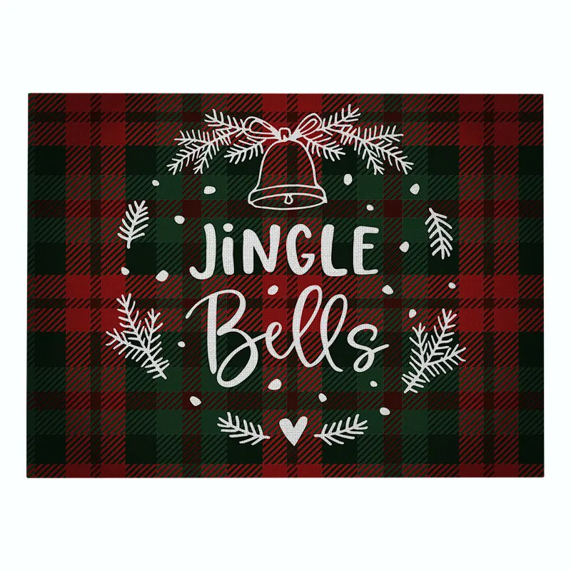 Cotton Plaid Christmas Placemats For Dining Table