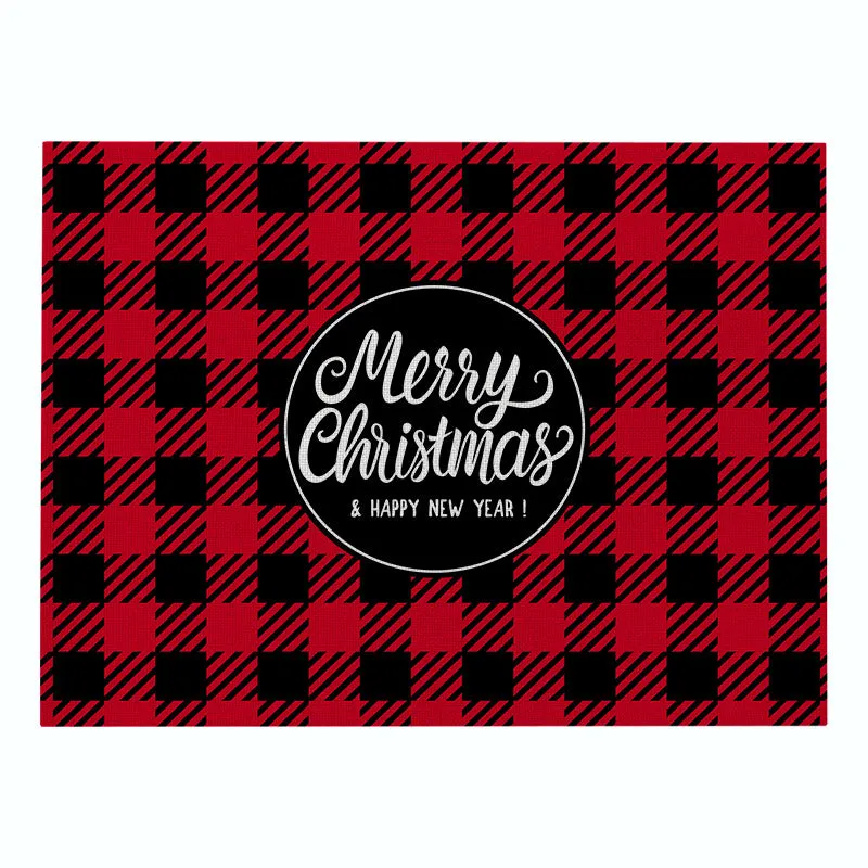 Cotton Plaid Christmas Placemats For Dining Table