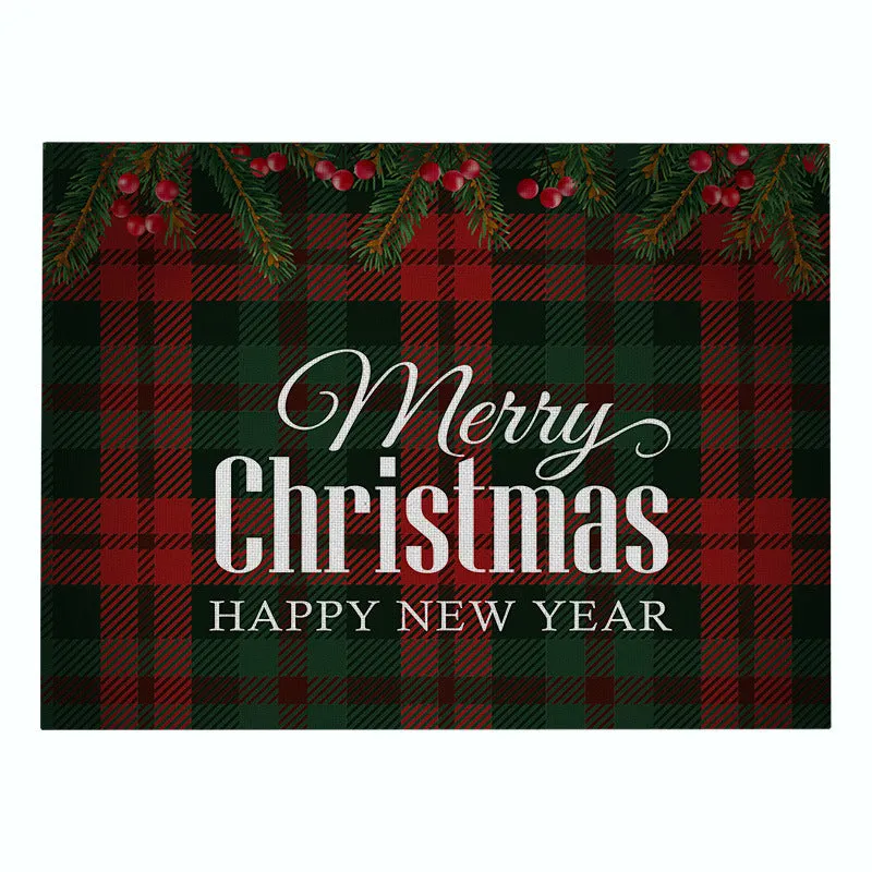 Cotton Plaid Christmas Placemats For Dining Table