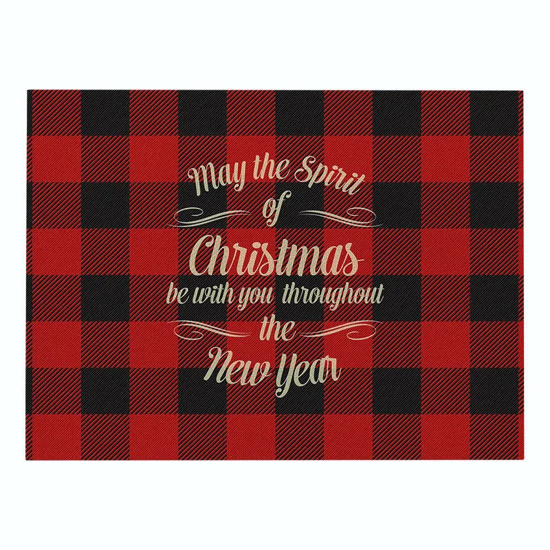 Cotton Plaid Christmas Placemats For Dining Table