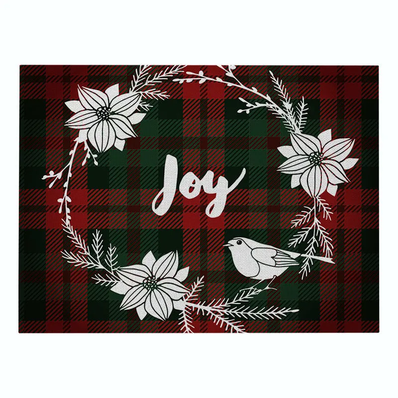 Cotton Plaid Christmas Placemats For Dining Table