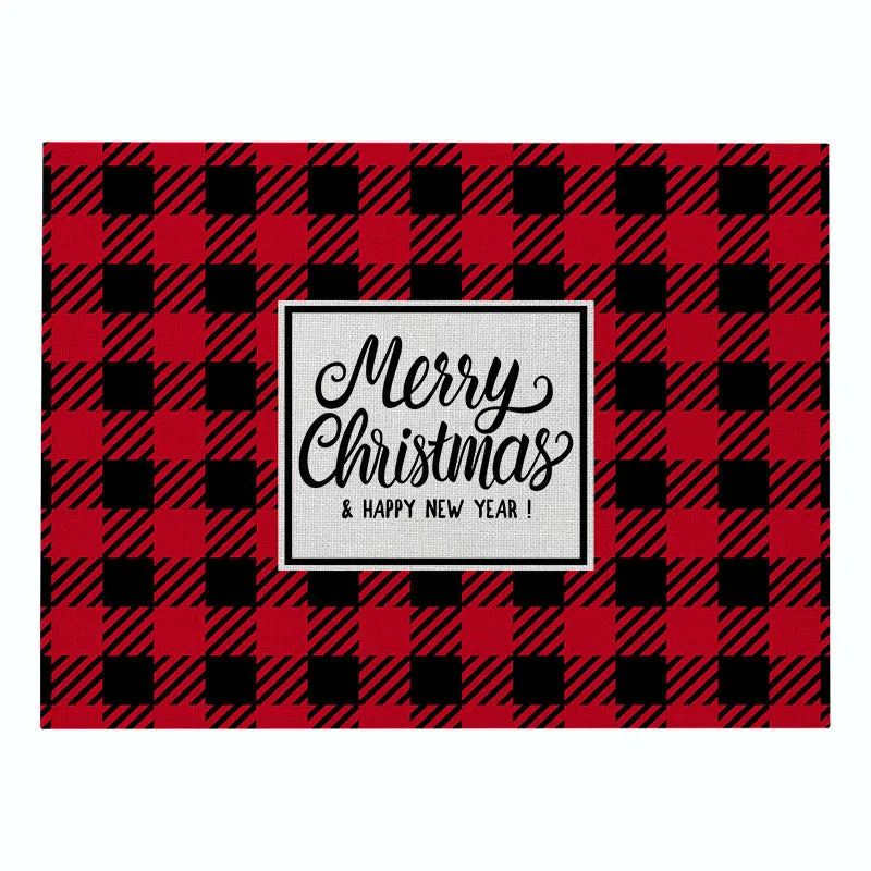 Cotton Plaid Christmas Placemats For Dining Table