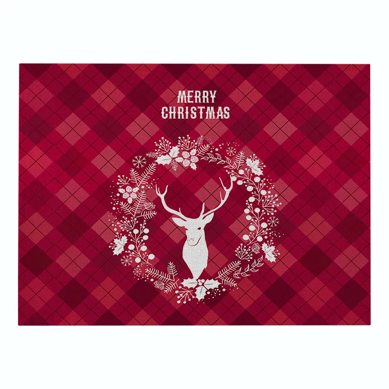 Cotton Plaid Christmas Placemats For Dining Table