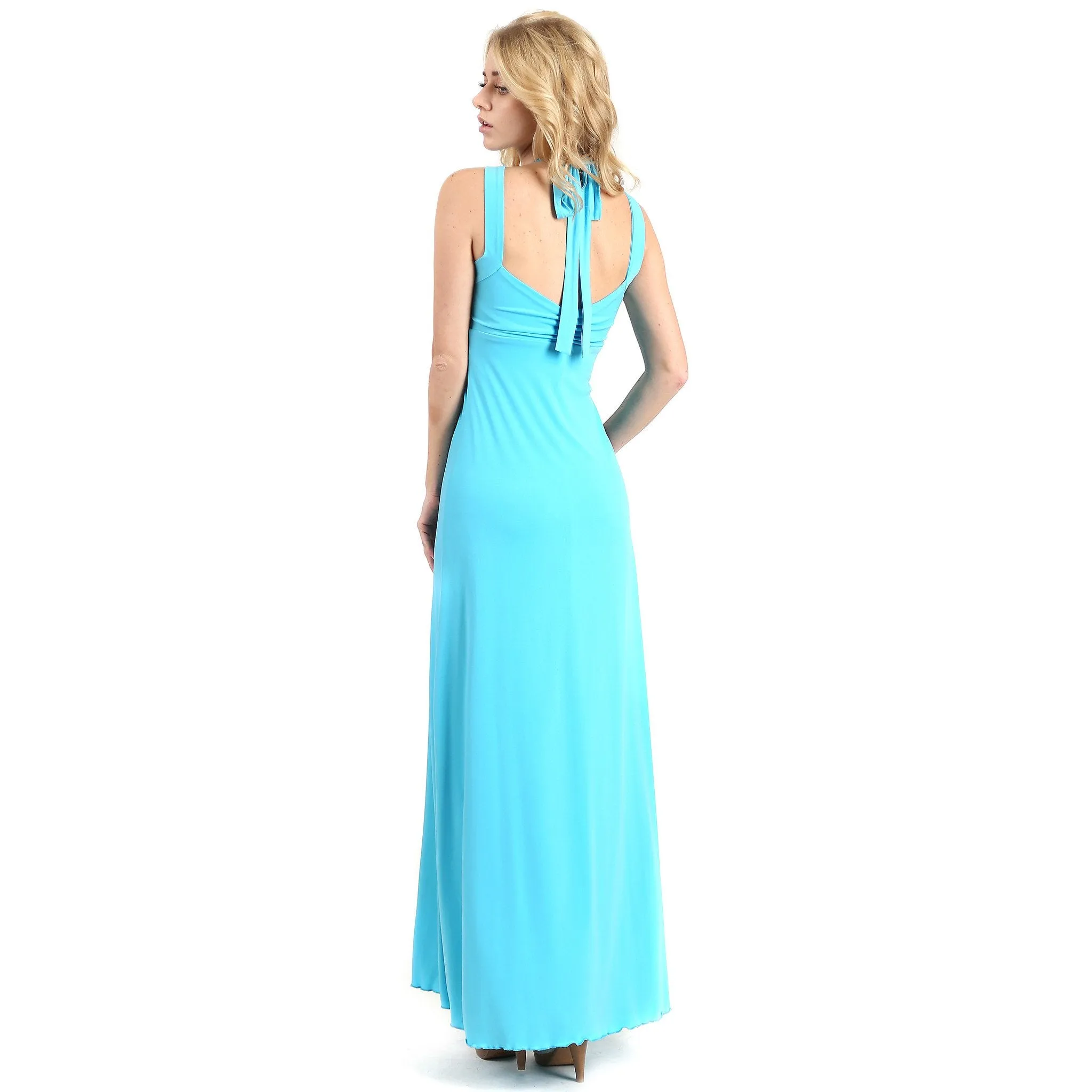 Cross Tie Halter Long Evening Dress