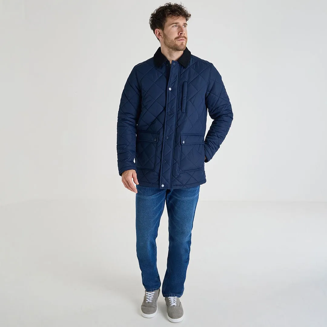 Diamond Quilted Jacket - Navy