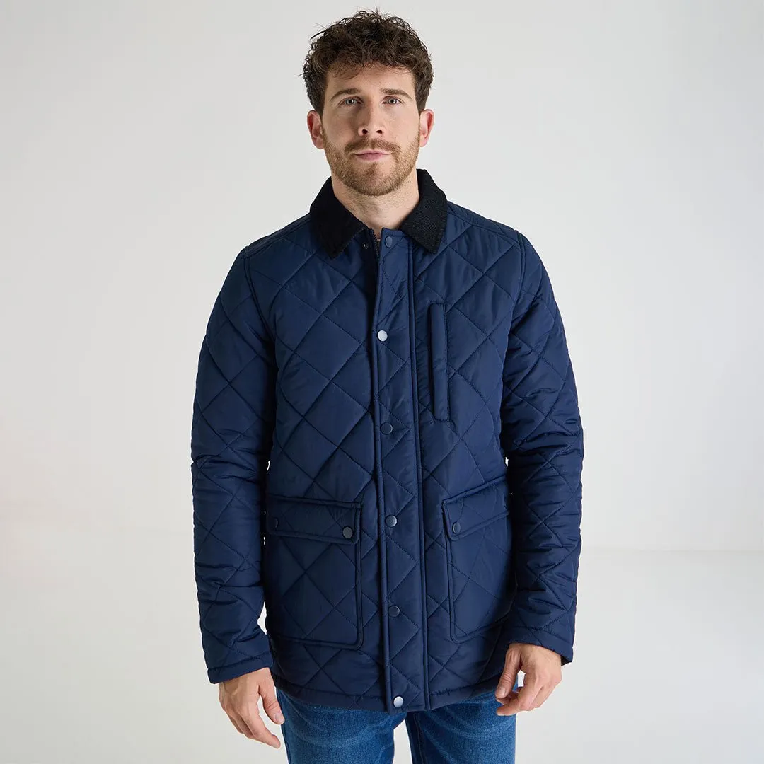 Diamond Quilted Jacket - Navy