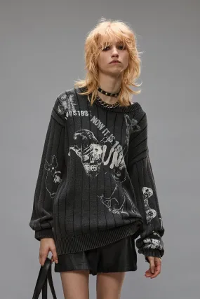 DROP NEEDLE SWEATER - ACID BLACK