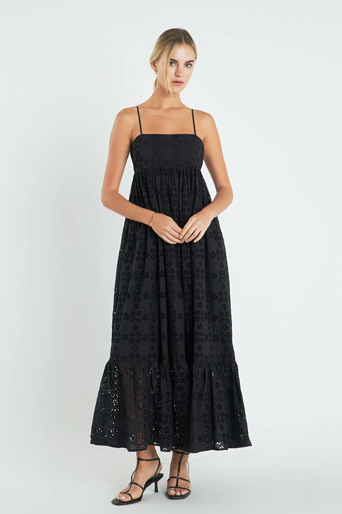 Embroidered Cotton Sleeveless Maxi Dress