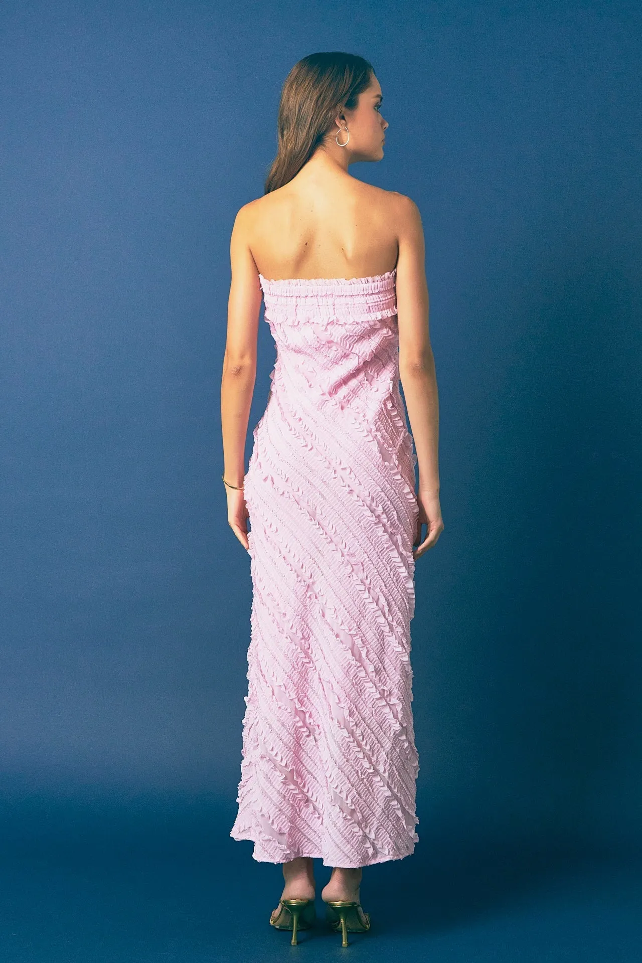 Endless Rose - Strapless Ruffled Maxi Dress