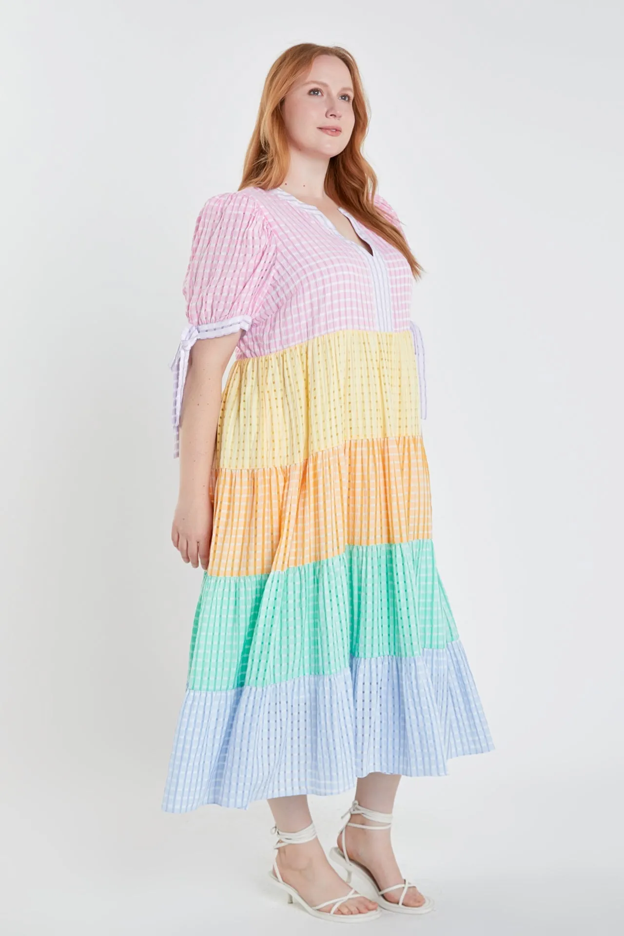 English Factory - Colorblock Bow Tie Sleeve Maxi Dress