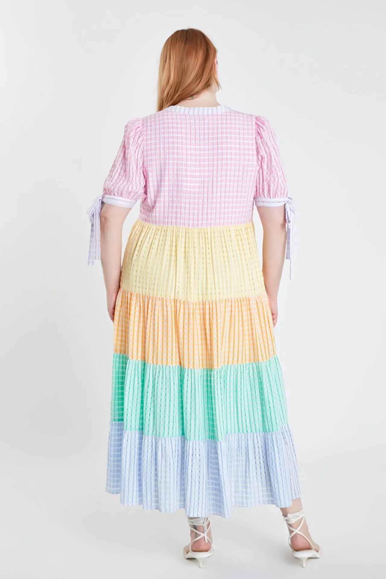 English Factory - Colorblock Bow Tie Sleeve Maxi Dress