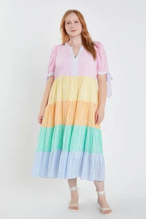 English Factory - Colorblock Bow Tie Sleeve Maxi Dress