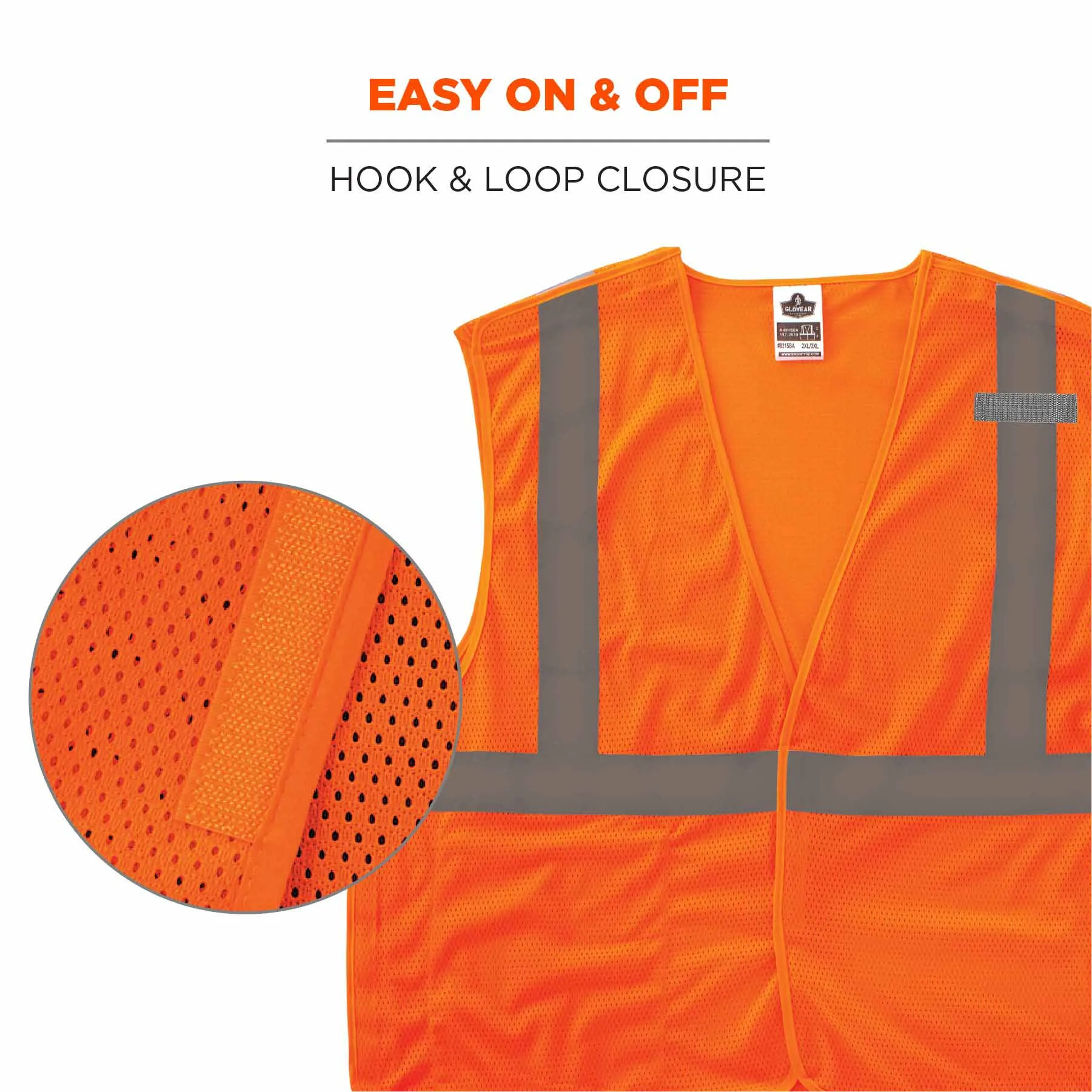 Ergodyne 24553 8215BA-S M Orange Class 2 Economy Breakaway Mesh Vest - Single Size