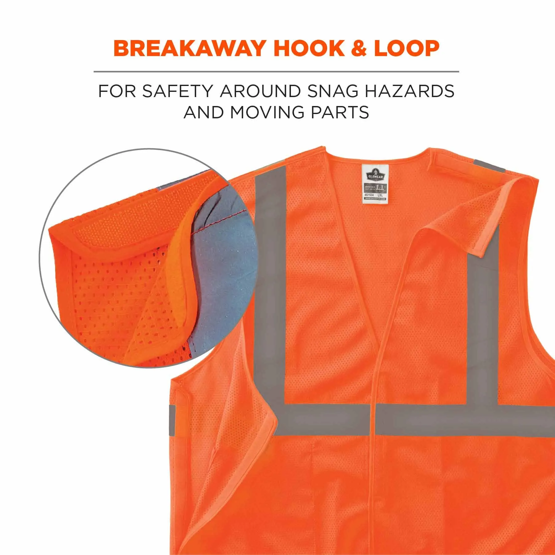 Ergodyne 24553 8215BA-S M Orange Class 2 Economy Breakaway Mesh Vest - Single Size