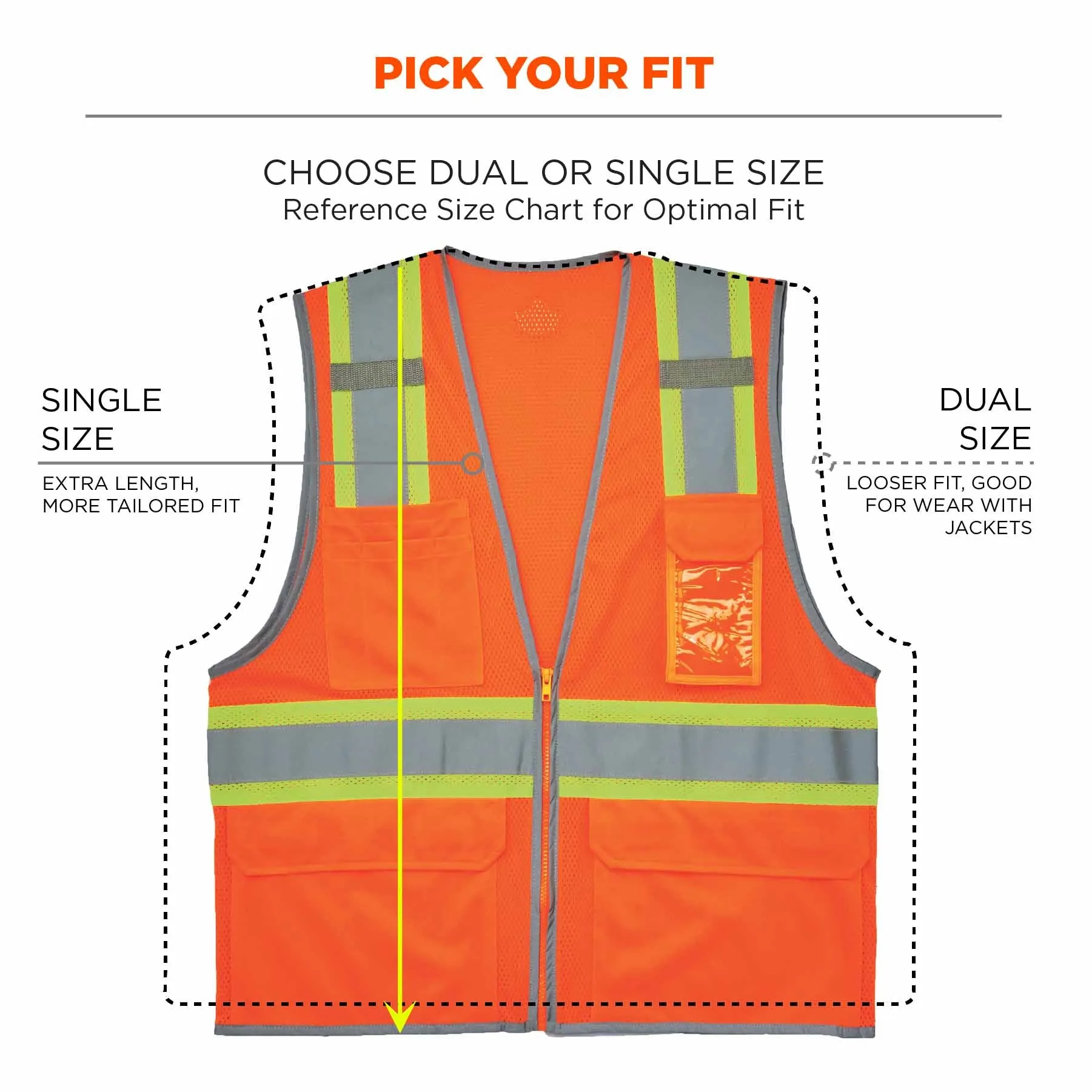 Ergodyne 24572 8246Z-S S Orange Class 2 Two-Tone Mesh Vest - Single Size