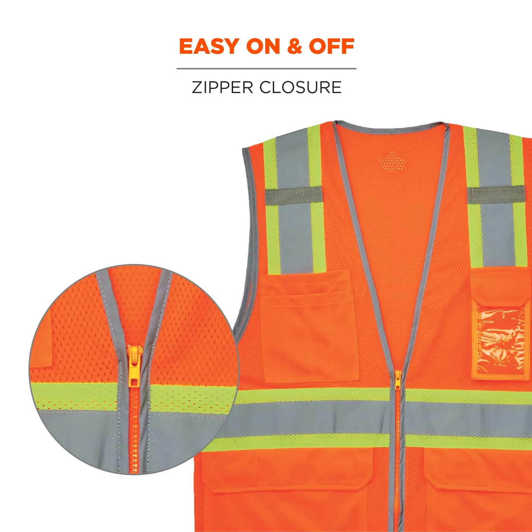 Ergodyne 24572 8246Z-S S Orange Class 2 Two-Tone Mesh Vest - Single Size