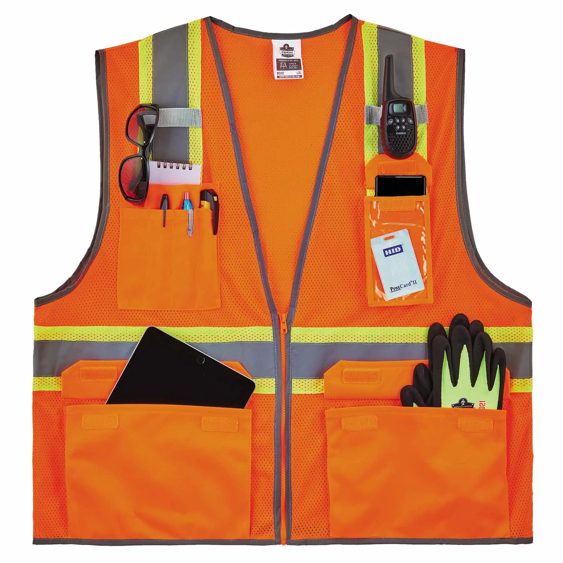 Ergodyne 24572 8246Z-S S Orange Class 2 Two-Tone Mesh Vest - Single Size