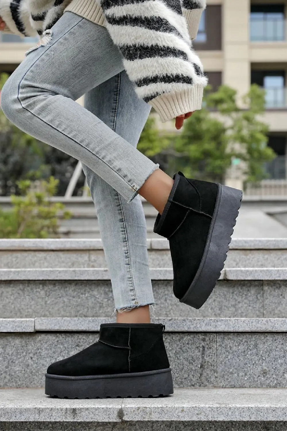 ERICA LIGHT SLIP ON LOW ANKLE BOOTS IN BLACK SUEDE