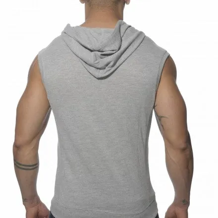 ES Collection Pique Hoody With Full Zip Sleeveless Sweater Heather Grey SP049 Size M