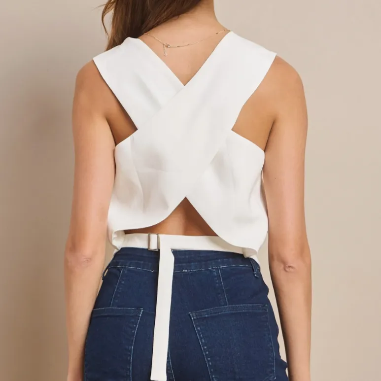 Find Me Uptown Criss Cross Back Tailored Vest