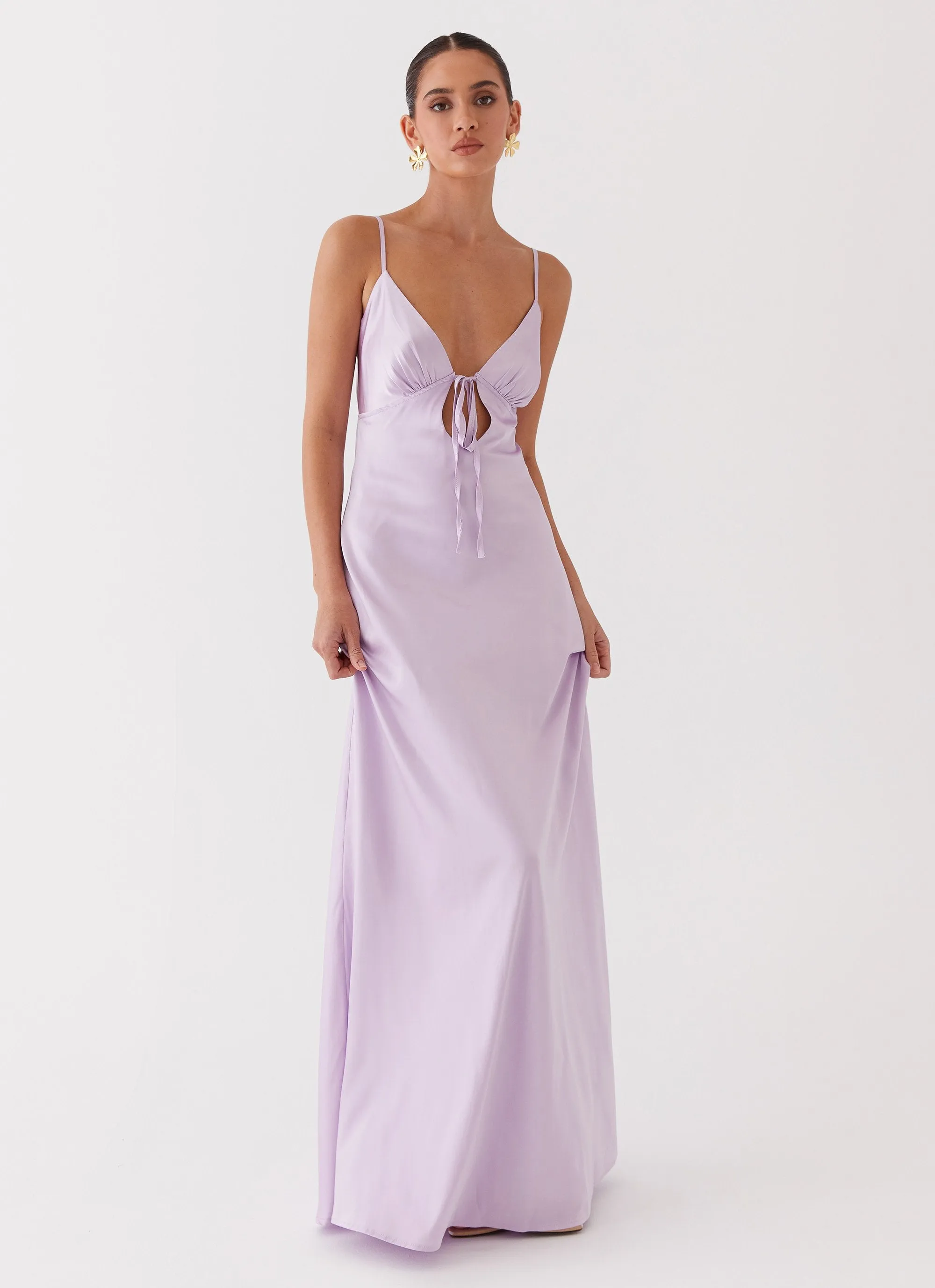 Flora Satin Maxi Dress - Lilac