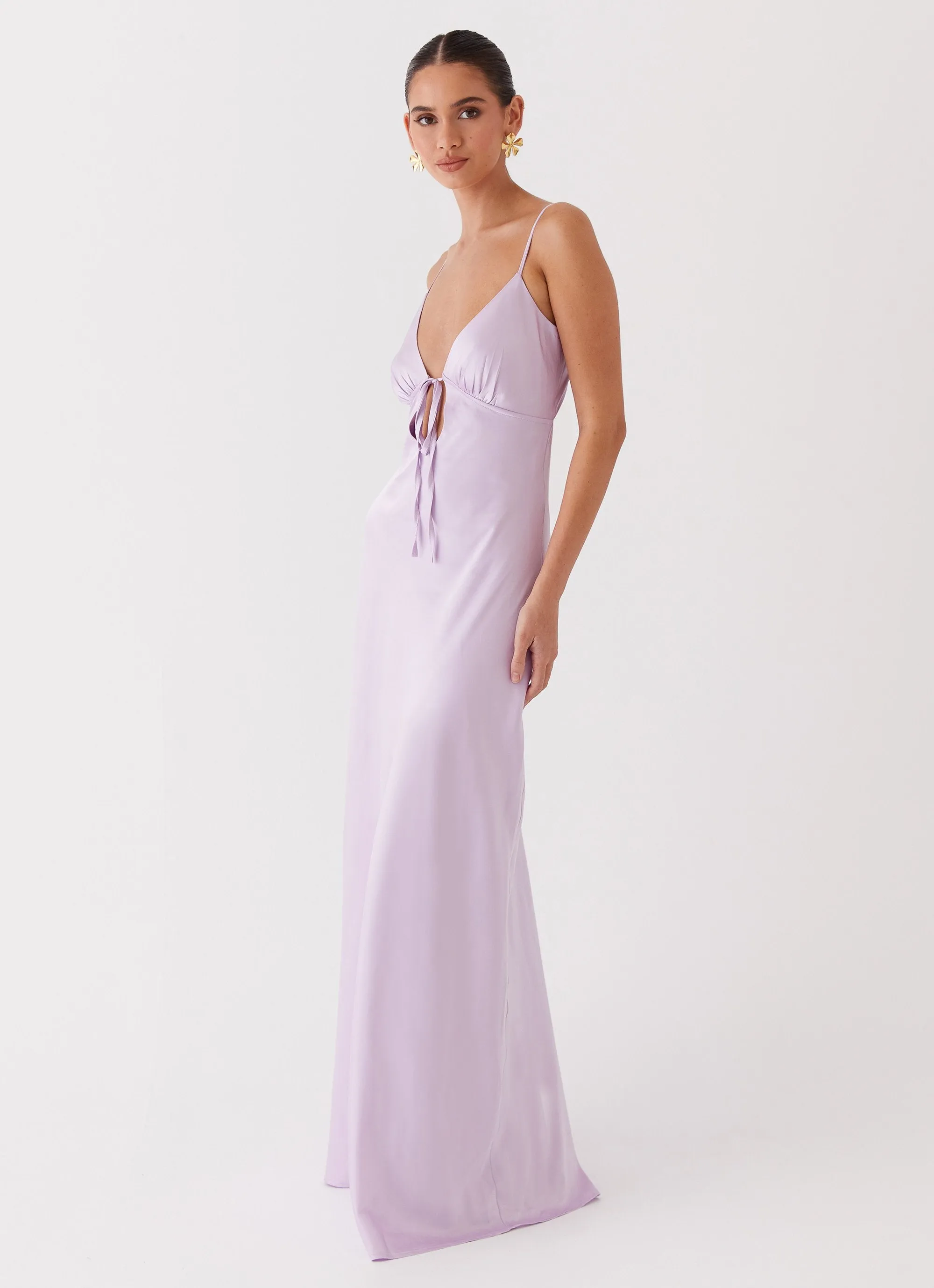 Flora Satin Maxi Dress - Lilac