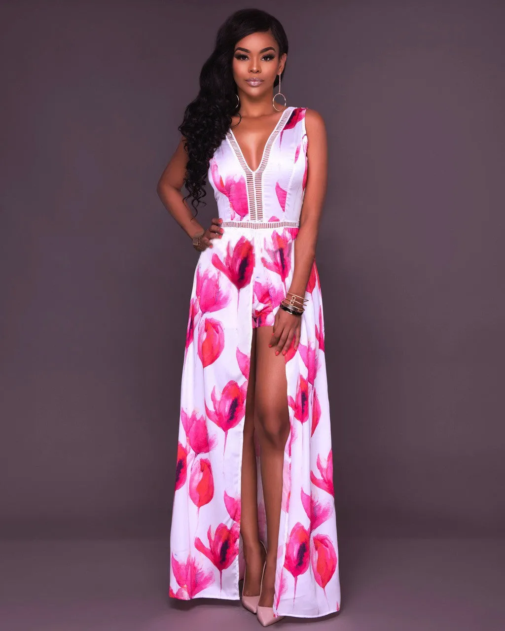 Floral Maxi Slit Dress