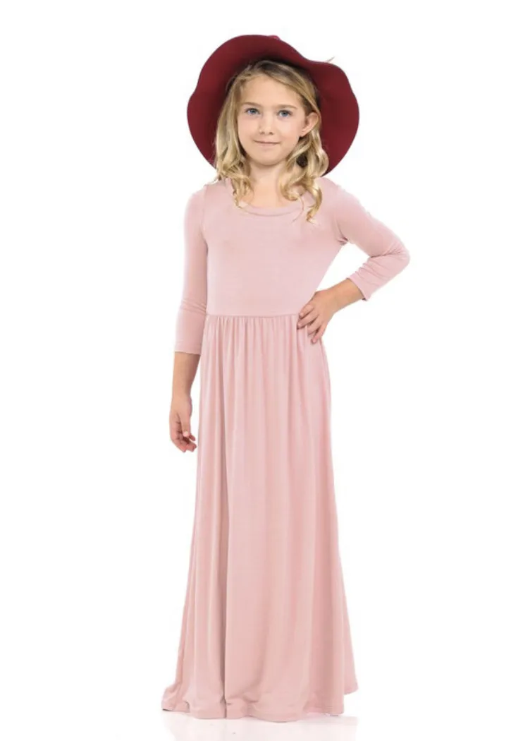 Girls 3/4 Length Sleeve maxi Dress 5004