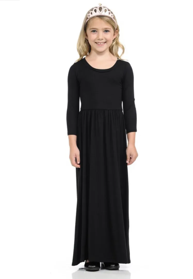 Girls 3/4 Length Sleeve maxi Dress 5004