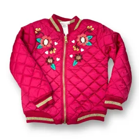 Girls Little Lass Size 4T Pink Embroidered Flowers Quilted Jacket