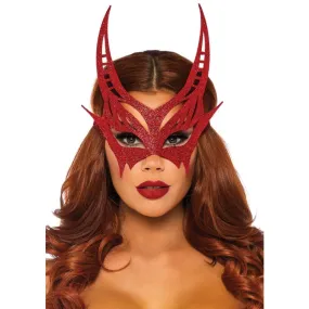 Glitter Die Cut Devil Masquerade Mask - Red