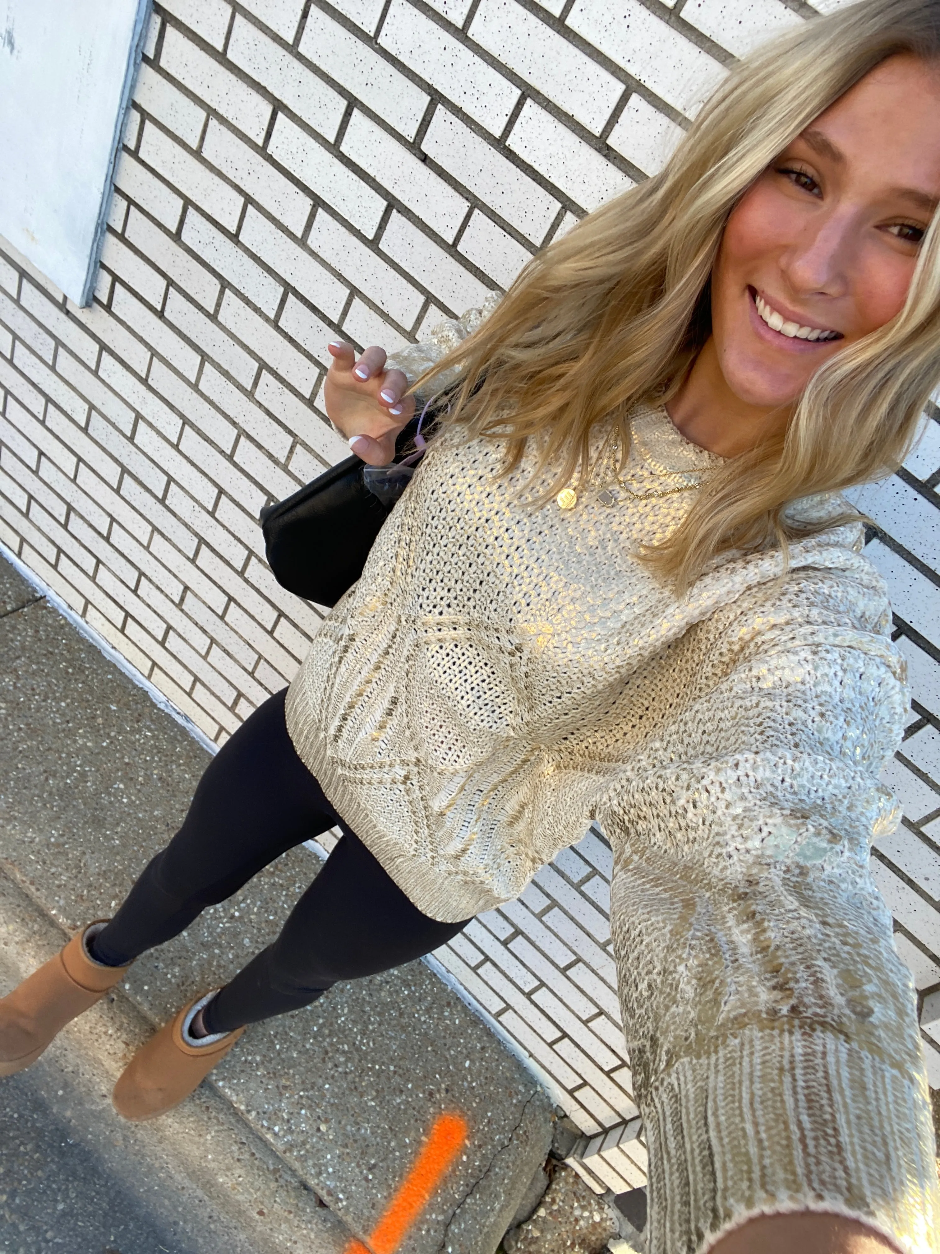 GOLD FOIL METALLIC SWEATER