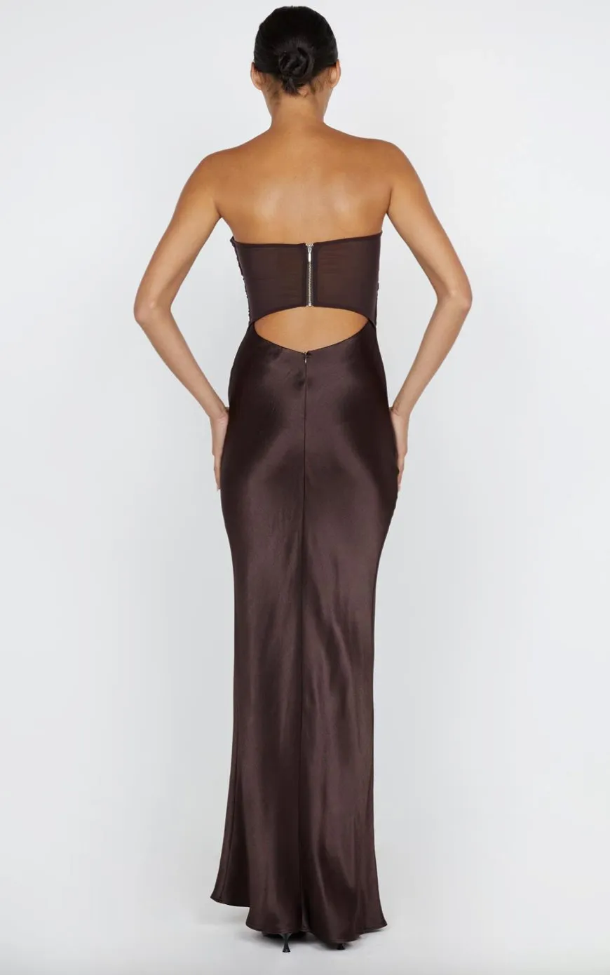 Halle Strapless Dress Chocolate