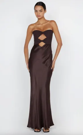 Halle Strapless Dress Chocolate