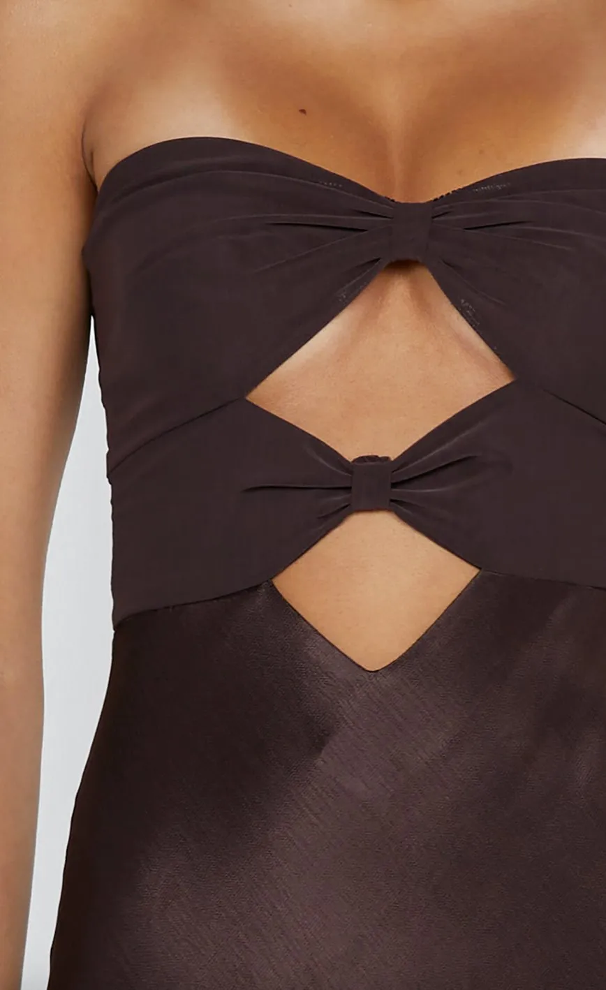 Halle Strapless Dress Chocolate