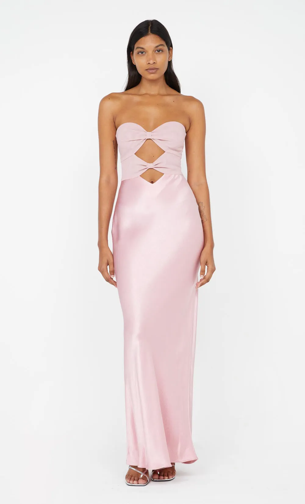 HALLE STRAPLESS DRESS - DUSTY PINK