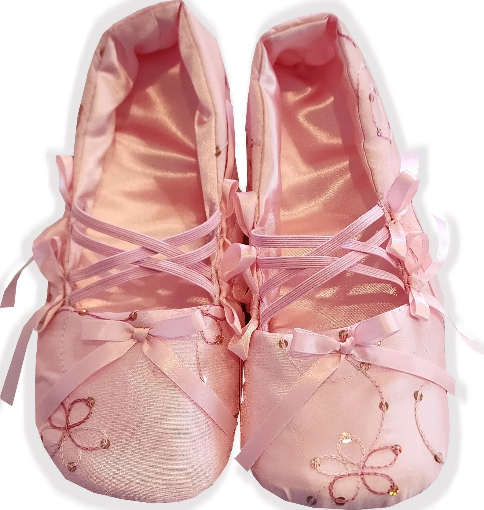 Handmade Pink Sequin Embroidery Bows Adult Baby Sissy Booties Slippers by Leanne's