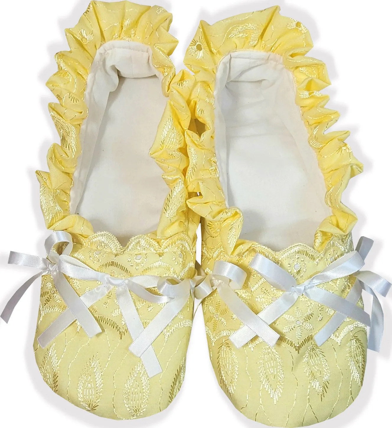 Handmade Yellow Eyelet Adult Baby Sissy Booties Slippers by Leanne's