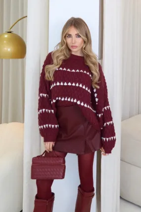 Harmony burgundy bubble knit jumper