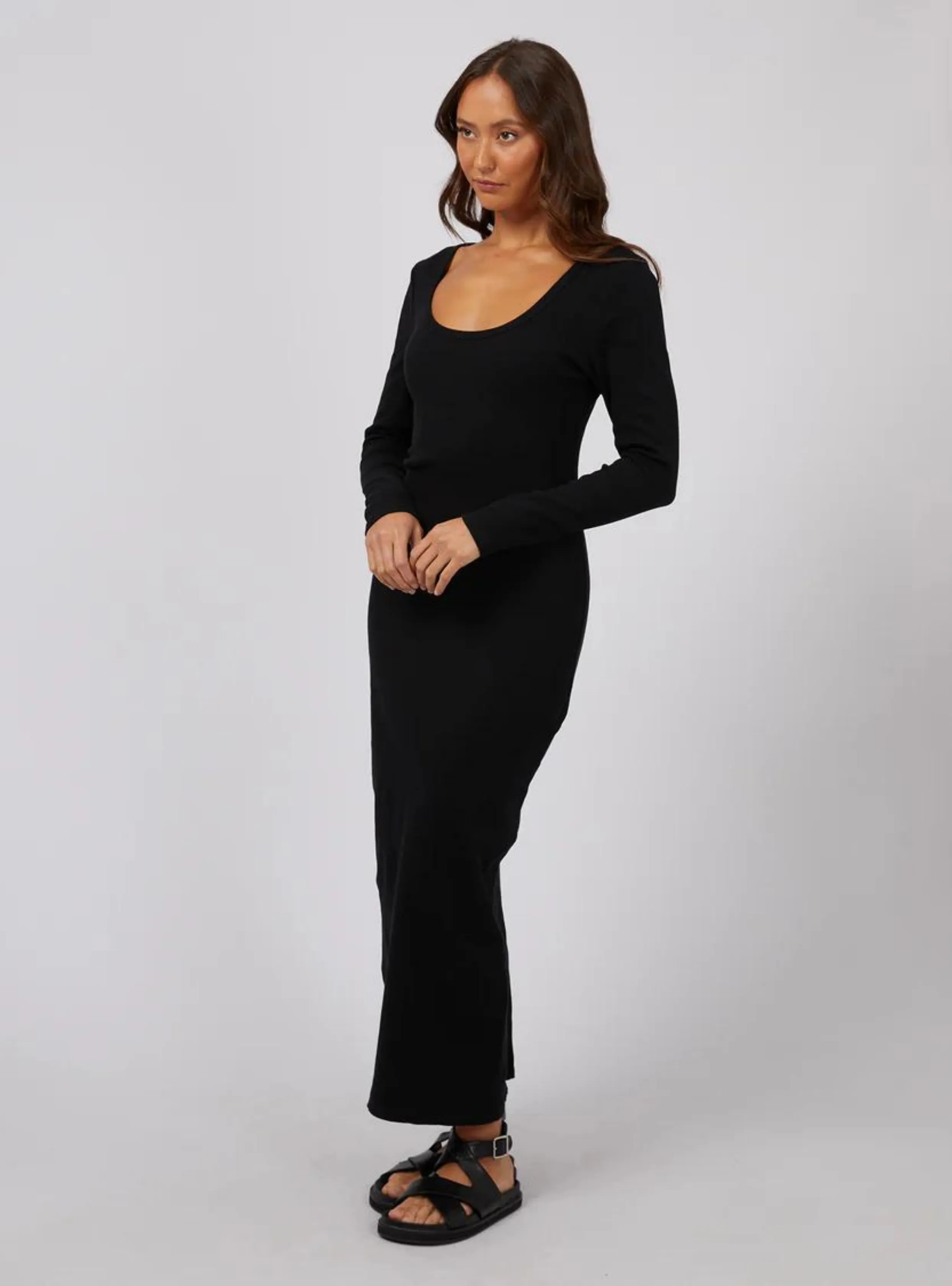 HAZEL L/S MAXI DRESS - Black