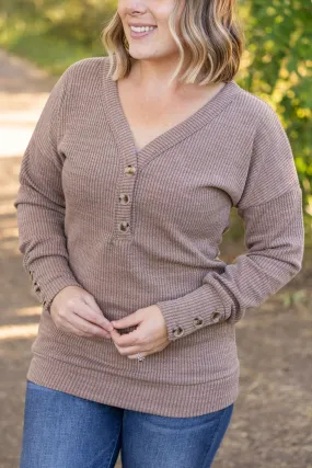 IN STOCK Brittney Button Sweater - Mocha FINAL SALE